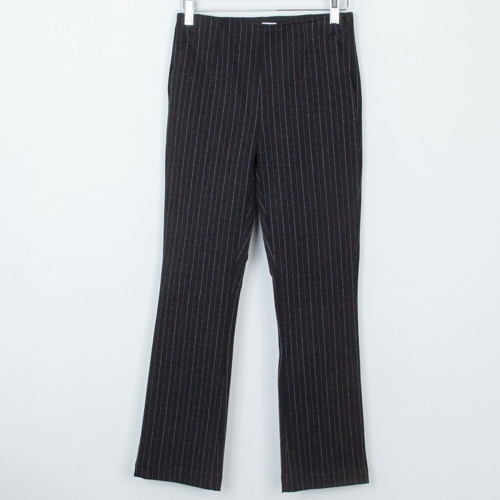 Gap Womens Ponte Crop Flare Pinstripe Pants Size‎ 00 Black Career Professional